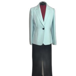 Tahari ASL Pantsuit Women's Size 4 Black Pant Blue Tailored Blazer 2-Piece Set